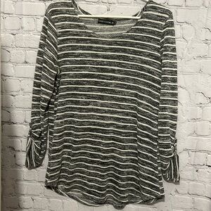CANDY couture 3/4 sleeves striped sweater- XL